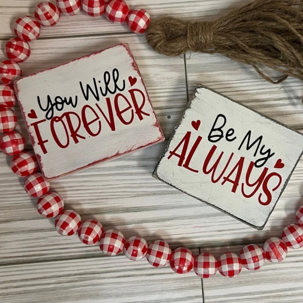 You Will Forever Be My Always Valentine and Garland Tiered Tray Decor/Accent Set